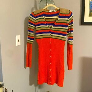 Preppy 70s style stripped sweater dress